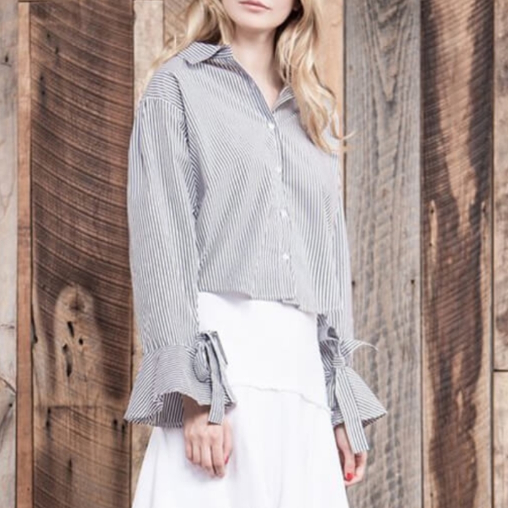J.O.A. Los Angeles Button Down Flare Sleeve Shirt